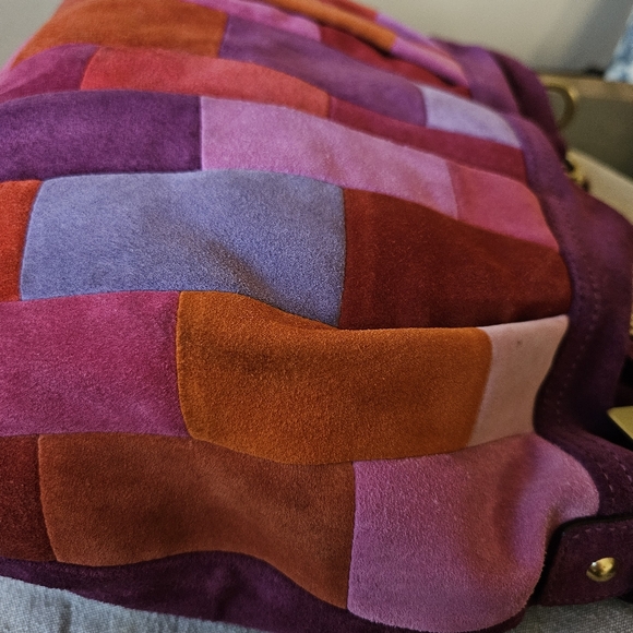 Vintage Coach Mosaic Patchwork Suede Shoulder Hobo Bag - Picture 8 of 17